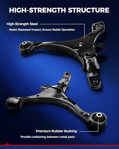 KAX 6pcs Front Lower Control Arms w/Ball Joints for 𝐇𝐨𝐧𝐝𝐚 𝐂𝐑-𝐕 2002-2006, 2 Lower Control Arms, Ball Joints, Sway Bar Links, K640399 K640400 K80223 K90454, High-Strength Steel - size: Honda CR-V 2002-2006
