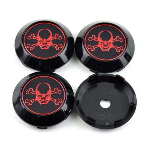 GTownWorks 70mm 2.76" Wheel Center Caps Akita Wheel Work Wheel Skull Center Cover Replacement, Outer 70 mm/2.76 in Inner 63 mm/2.48 in - 4PCS - color: Black, size: OD:70mm, ID:63mm