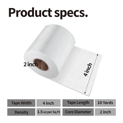 Fiberglass Mat Roll 4" x 10 Yards, 1.5 oz Chopped Strand Mat, Easy-to-Use Fiberglass for Repair & Reinforcement, Resin Compatible for Boat Auto Roof - size: 4" Wide X 10Yds