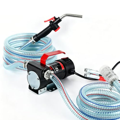 Diesel Transfer Pump, 12 Volt Fuel Transfer Pump with Nozzle Hoses for Transferring Diesel, Kerosene, Machine Oil, Self Priming DC Fuel Pump Kit - style: 12V 13GPM-Diesel