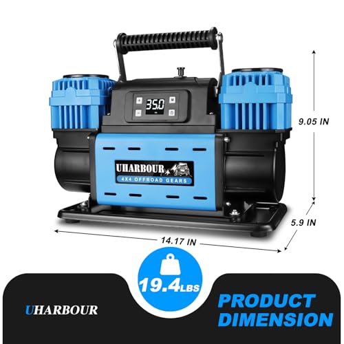 Uharbour 12V 10.6 CFM Auto Stop Air Compressor, Digital LCD - style: 350 L/Min Digital with auto shut off
