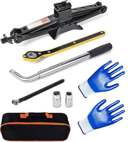Car Jack,Car Jack and Stand Kit,Portable 2 Ton Scissor Jacks,Cars Accessories Auto Emergency Kits with Lug Wrench,Portable Tire Changing Kits for Cars, Truck, SUV