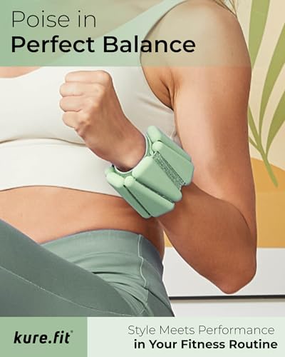 Pilates Wrist & Ankle Weights | Adjustable Weighted Bangles | 1/2/3LB Each - color: Sage, size: 1 LB