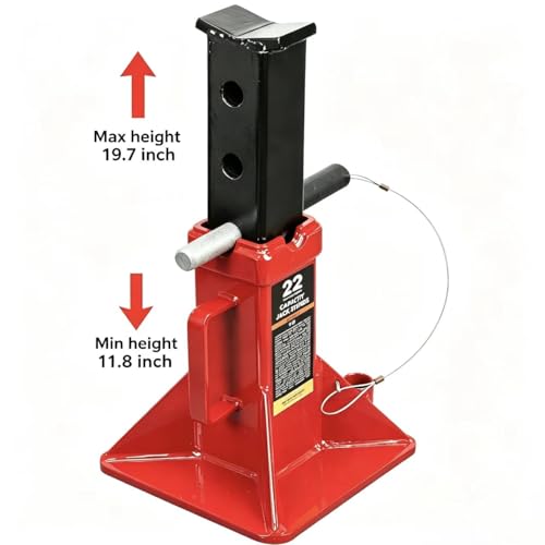 Big RED 22 Ton Car Jack Stands, Heavy Duty Pin Type Professional Car Jack Stand with Lock, Fit for Supporting Trucks, Trailers and Equipment, Red, 1 Pair
