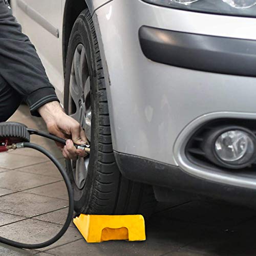 Yellow Leveling Car Ramps – Set of 2 Block Car Ramp, Tri-Leveler, Sturdy Material on Uneven Ground, Universal Fit for Cars Trailer SUV, Stable Ramp/Wheel Chocks Premium Quality, Zento Deals