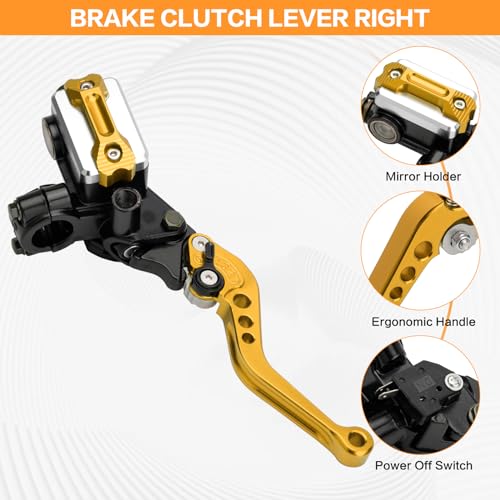Universal Motorcycle 7/8" 22mm Brake Master Cylinder Clutch Lever - color: Gold