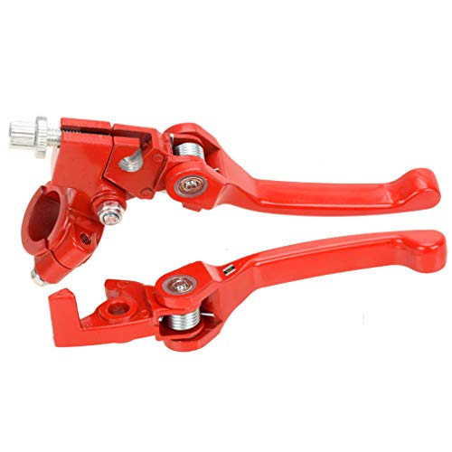 HIAORS Red Brake Folding Clutch Lever with Perch for 7/8" Handlebar 110cc 125cc SSR125 SSR70 TTR125 Xmotos Apollo Thumpstar 125 CRF50 XR klx 140 Chinese Pit Dirt Bike Motorcycle - color: Red