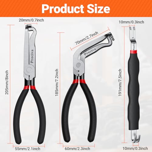 Preciva 3 PCS Electrical Disconnect Pliers, Electrical Connector Pliers for Cars, Automotive Electrical Plug Connectors, Automotive Wire Locking Push Tab - color: Black