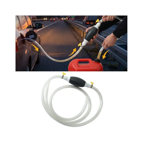 Multifunctional Car Liquid Siphon Pump, High Flow Manual Fuel Siphon Transfer Hand Pumps with 4.92FT Hose Clamp, Portable Auto Oil Petrol Diesel Transfer Tool, Universal for Vehicles - size: 4.92FT