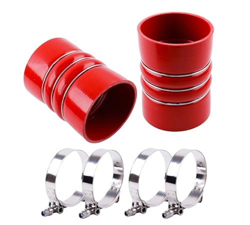 ID4"×6" Silicone Charge Air Cooler Hump Hose Boot with Clamps 2PCS - color: red, size: 4"x6"-RD