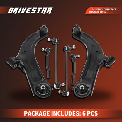 Front Suspension Kit Lower Control Arm Sway Bar Stabilizer Link Tie Rod End - size: CAK1316
