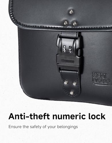 KEMIMOTO Motorcycle Saddlebags with Secure Lock 15L (7.5Lx2) PU Leather - style: With Lock