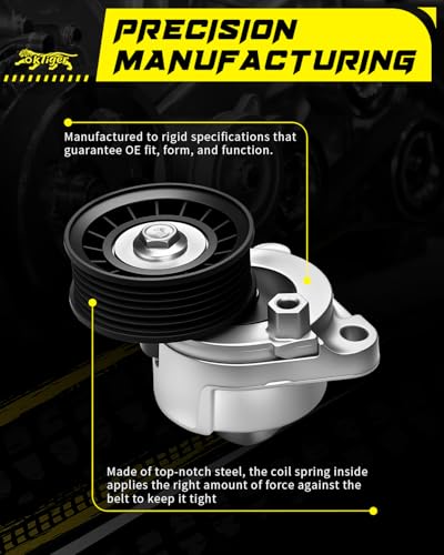Oktiger 38452 Belt Tensioner Assembly with Pulley for Ford Escape 2007-2008 2.3L/2009-2012 2.5L, Focus 2006-2011 2.0L/2006-2007 2.3L, Fusion 2006-2009 2.3L/2010-2012 2.5L, OE # 6E5Z6A228A. - size: 38452