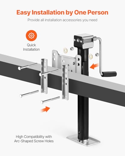 VEVOR 5000 lbs Dynamic Load Capacity, Heavy Duty Swivel Bolt-on Trailer Jack, 14.3" Lift Trailer Jack Stand with Handle for RV, Horse, Utility, and Yacht Trailers - size: 5000lbs