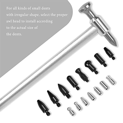WHDZ Paintless Dent Repair Tools Car Dent Removal Hammer Aluminum Tap Down Tools with Tips - color: Silver