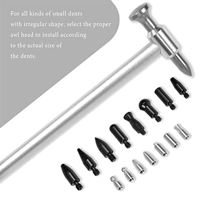 WHDZ Paintless Dent Repair Tools Car Dent Removal Hammer Aluminum Tap Down Tools with Tips - color: Silver