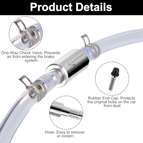 Brake Bleeder Kit - One Way Check Valve Tube Bleeding Tool Kit for Car Motorcycle Clutch, Brake Fluid Flush Kit, Hydraulic System Bleeding for Car Motorbike Clutch