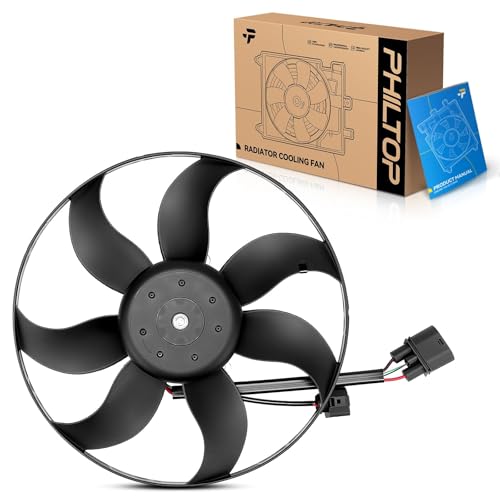 PHILTOP SK351039191 Radiator Cooling Fan Assembly, Compatible with Jetta, Passat, Golf, Tigua n, GTI, A3, Eos, Beetle, CC, Rabbit, TT, R32, Replace # SK351039191, 1K0959455DL, 1K0959455DT, 1K0959455FJ - size: Jetta, Passat, Golf, Tiguan, GTI, A3, Beetle