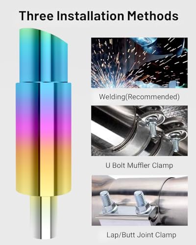 Universal 51mm Car Exhaust Mufflers 15" Length (Burnt, 2'' Inlet 3'' Outlet) - color: Multic, size: 2'' in 3.5'' out
