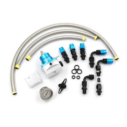 Universal EFI Fuel Pressure Regulator Kit with 0-160psi Fuel Pressure Gauge - color: BLUE