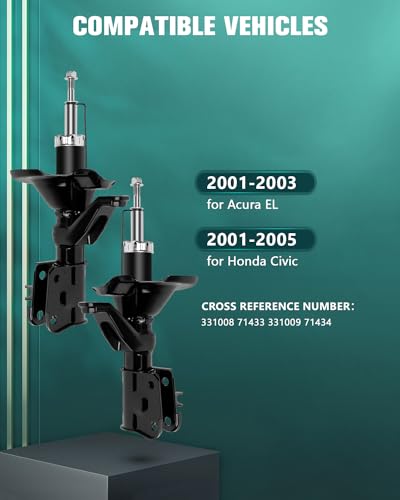 AUTOMUTO 2 Pcs Front Struts Shock Absorbers Fits 2001-2003 for Acura EL - size: 2 Pieces Front Shock Absorber
