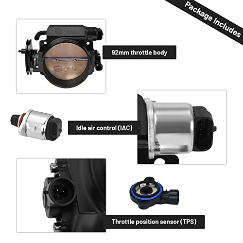 92mm Throttle Body for LS1 LS2 LS6 LS3 LS LS7 SX LS Throttle Body with TPS Throttle Position Sensors IAC Aluminum Black - size: 92MM Black with TPS IAC