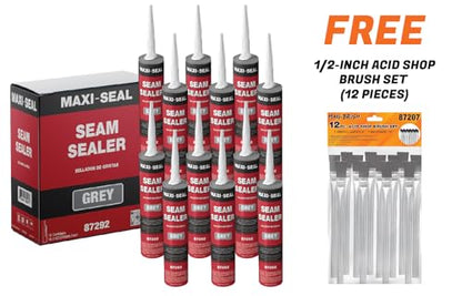 Maxi-Seal Gray Polyurethane Seam Sealer (12-Pack, 10.5oz Tube) | Durable & Flexible Auto Body Joint Compound | Brushable Automotive Filler to Duplicate OEM Finish (87292) - style: 12 Pack