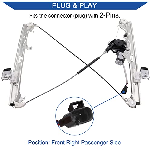 Obaee Front Passenger Side Power Window Regulator & Motor Assembly 741-645 Compatible with Chevrolet/Chevy Silverado Tahoe Suburban/GMC Yukon XL Sierra Escalade Pickup Truck SUV 2000-2006 - size: Front Right Passenger Side