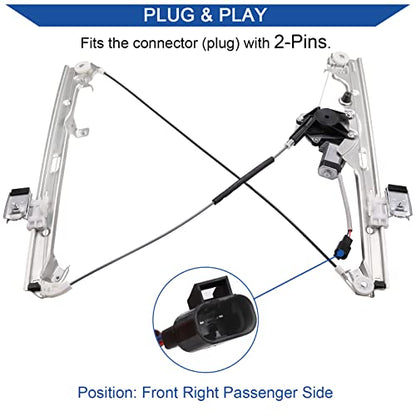 Obaee Front Passenger Side Power Window Regulator & Motor Assembly 741-645 Compatible with Chevrolet/Chevy Silverado Tahoe Suburban/GMC Yukon XL Sierra Escalade Pickup Truck SUV 2000-2006 - size: Front Right Passenger Side