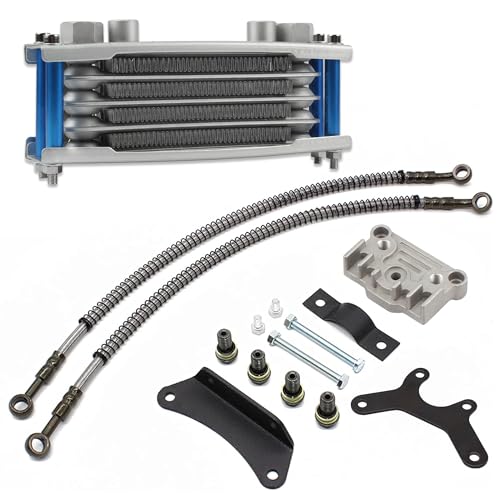 Motorcycle Engine Oil Cooler,Universal Engine Oil Cooling Kit for ATV Pit Bike Motorbike,Dirt Bike Oil Cooler Cooling Engine Radiator Kit Universal for 70cc 110cc 125cc 140cc Motorcycle - color: Blue