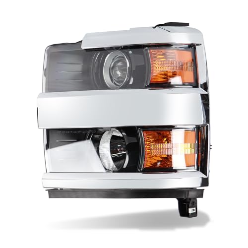 Headlights Assembly Compatible with 2015-2019 Chevy Silverado 2500HD - size: Chrome Left Side