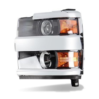 Headlights Assembly Compatible with 2015-2019 Chevy Silverado 2500HD - size: Chrome Left Side