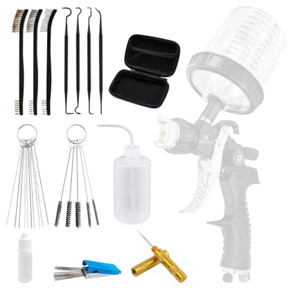 GATTLELIC HVLP Spray Gun Kit with 10pcs 600cc Mixing Cup and Lids (Clean Kit) - color: Clean Kit