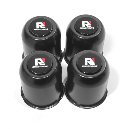 RTrhinotuning 3.74 in Stainless Steel Trailer Wheel Center Caps 4.33 in Tall for Truck SUV RV Rim Center Caps Black Push Through Hub Cover 4 Pieces - color: Black, size: 3.74" Center Hole, 4.33" Height