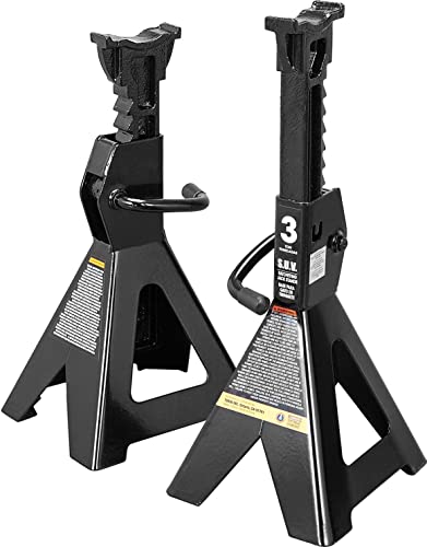 Big RED AT43006BR Steel Jack Stands: 3 Ton (6,000 LBs) Capacity, 2 Pack, Black - size: 3 TON