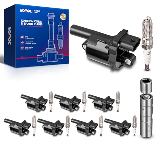 KAX 8 Ignition Coils & 8 Spark Plugs Set for Silverado 1500, Sierra 1500