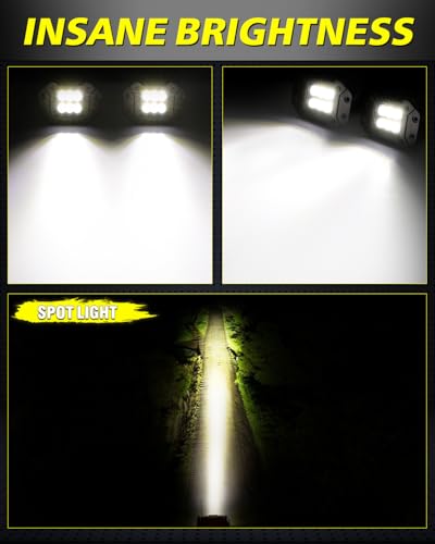 Flush Mount LED Pods 5" 120W CREE LED Bumper Lights for Trucks - color: White Spot, size: 5 Inch Flush