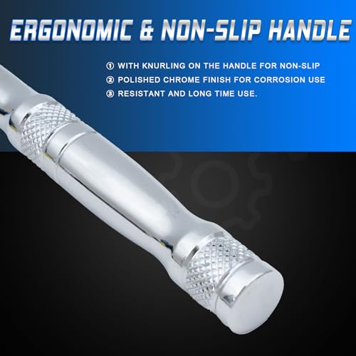 3-IN-1 Ratchet Handle,1/4",3/8",1/2" Drive Ratchet Wrench,72-Tooth Reversible Switch,Full-Polished Chrome Plating,Chromium Vanadium Steel,3/8 Pole