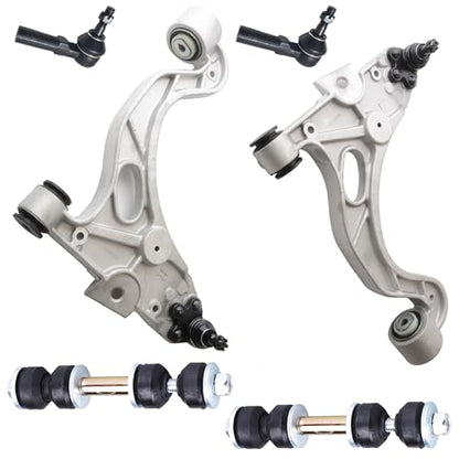 6PC Front Lower Control Arm and Ball Joint Assembly Sway Bar Outer Tie Rod
