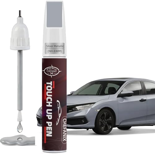 Lunar Silver Metallic (NH-830M) Touch Up Paint Pen Compatible with Honda - Exact Color Match, 2-in-1 Brush & Pen,Car Paint Scratch Repair Kit for CRV/Civic/Accord/HRV/Pilot/Odyssey - color: Lunar Silver Metallic (NH-830M) for Accord/Civic/CRV/Fit/HRV/Insi