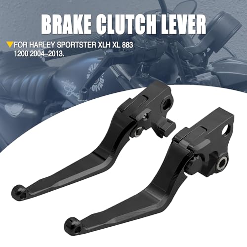 Motorcycle Levers Brake Clutch Hand Lever Adjustable Fit for Harley 2004-2013 Sportster XLH XL 883 1200 (Long, Black) - color: Black, style: Long