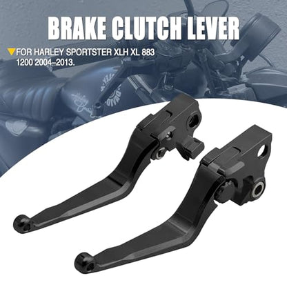 Motorcycle Levers Brake Clutch Hand Lever Adjustable Fit for Harley 2004-2013 Sportster XLH XL 883 1200 (Long, Black) - color: Black, style: Long