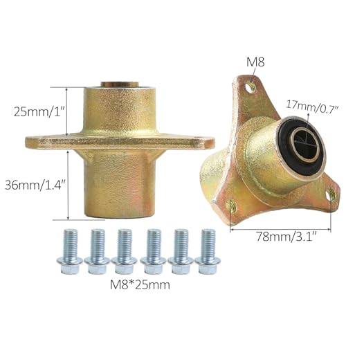 Steel Alloy 17mm 3 Stud Front Wheel Hub, Go Kart Wheel Rim Bearing Hub for 6in & 7in Tires Go Kart Bike ATV Quad Buggy Trike 110cc 125cc 4 Wheeler (2 Pack) - size: hub