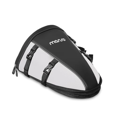 MOSISO Motorcycle Tail Bag Waterproof Polyester Storage Saddle Bag,White - color: White