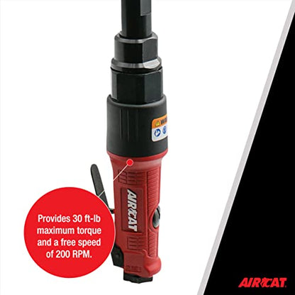 AIRCAT Pneumatic Tools 808-15-25: 15.3 Inch Long Reach Ratchet 200 RPM, 30 ft-lbs Maximum Torque - 1/4-Inch - size: 1/4-Inch (Pack of 1)