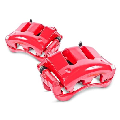 PowerStop Front Red Powder Coated Brake Caliper Pair for Acura ILX 2013-15 |Honda Accord 2003-17 |Civic 2013-21 |CR-Z 2016 |Fit 2013-14 - High-Temp Brake Caliper Upgrade, S2660