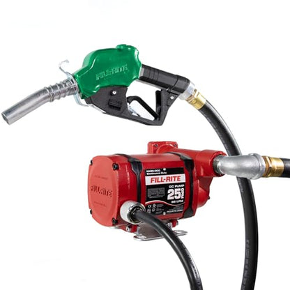 Fill-Rite NX25-DDCNF-AA 12V / 24V 25 GPM Foot Mounted Fuel Transfer Pump w/Discharge Hose & Auto Nozzle (Green) - style: Standard Accessories (Foot)