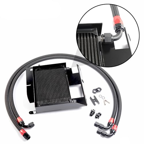 G-PLUS Engine Transmission Oil Cooler Kit Upgrade 25 Row Aluminum Compatible With BMW 3 SERIES 335I E90 E92 N54 Black - color: Black, size: BMW 3 SERIES
