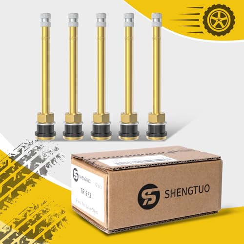 10 Piece TR573 Brass Valve Stems for Commercial Vehicles. Fits 0.748" Valve Hole Dia, Length 4.49'', Brass Colour - size: TR573 10pcs