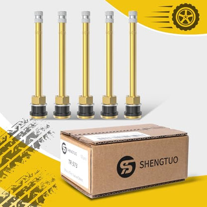 10 Piece TR573 Brass Valve Stems for Commercial Vehicles. Fits 0.748" Valve Hole Dia, Length 4.49'', Brass Colour - size: TR573 10pcs